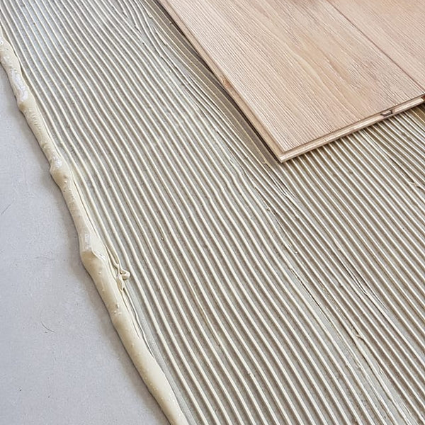 Wooden flooring being installed 