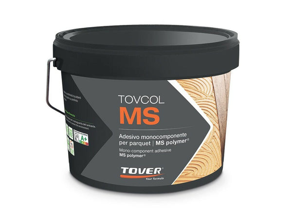 Tover adhesive container with black lid on a white background